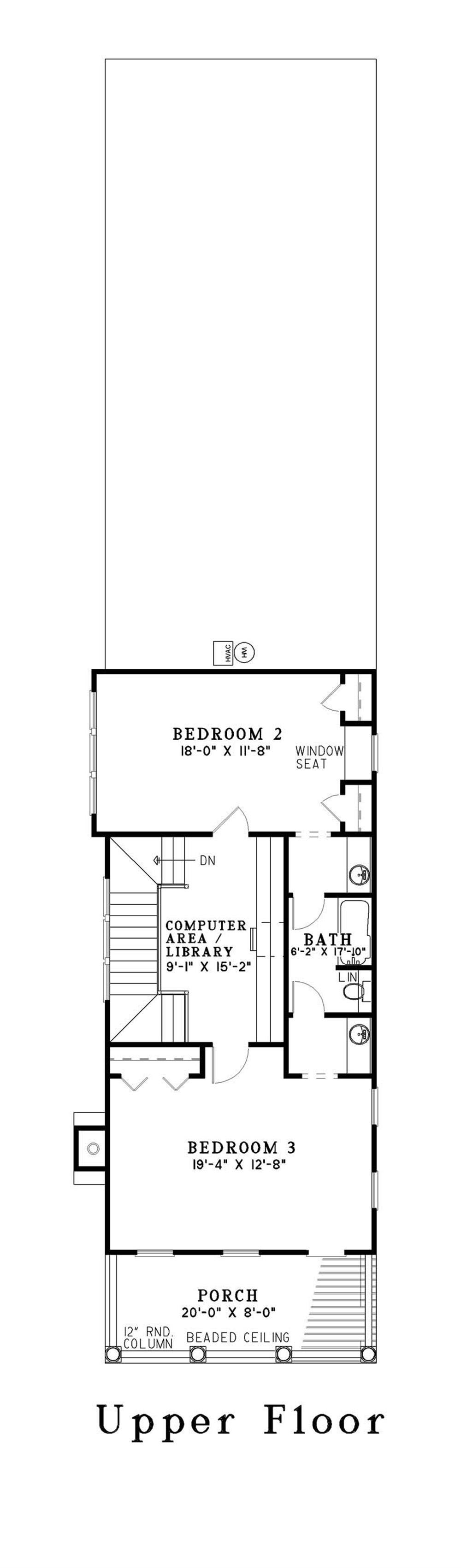 Floor Plan Second Story of Georgian Plan #153-1507